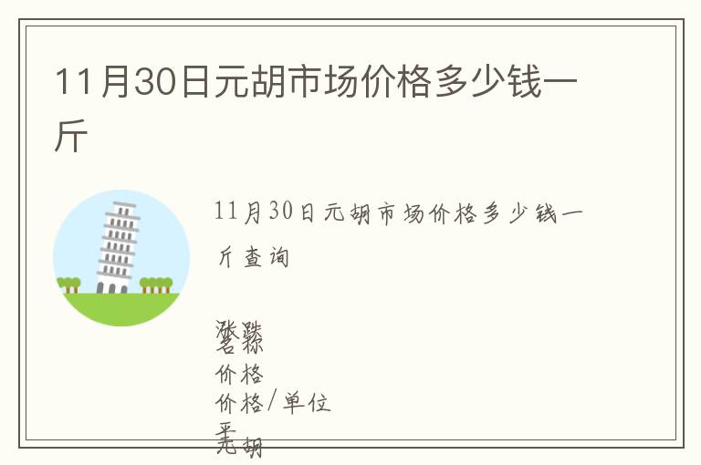 11月30日元胡市場(chǎng)價(jià)格多少錢一斤