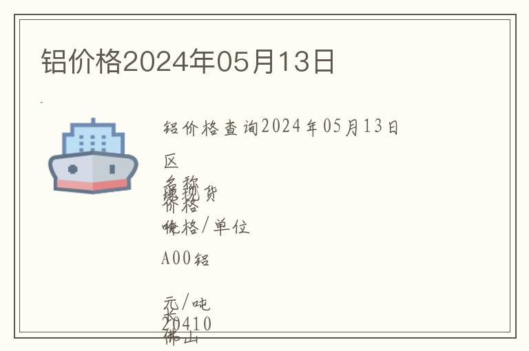 鋁價(jià)格2024年05月13日