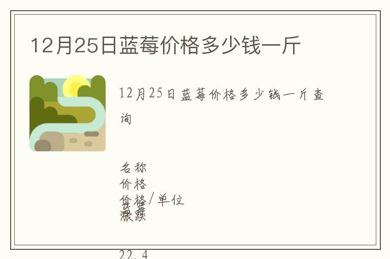 12月25日藍莓價格多少錢一斤