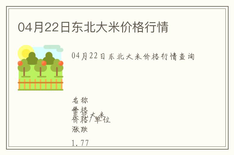 04月22日東北大米價(jià)格行情