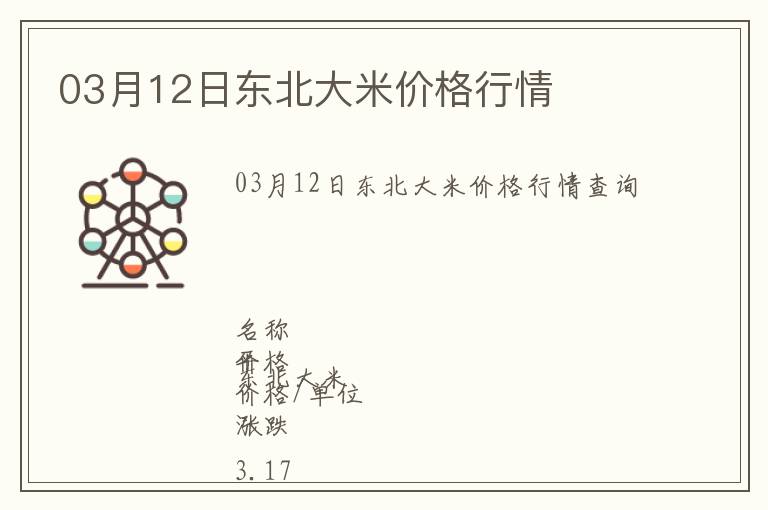 03月12日東北大米價格行情