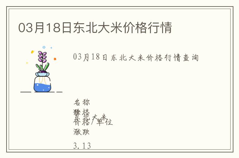 03月18日東北大米價(jià)格行情