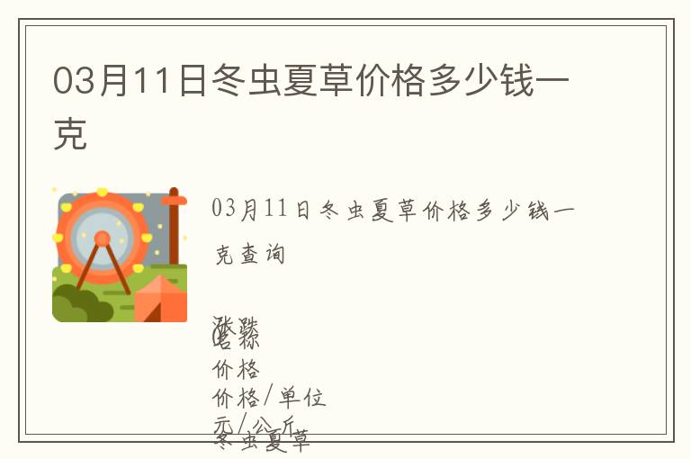 03月11日冬蟲夏草價格多少錢一克