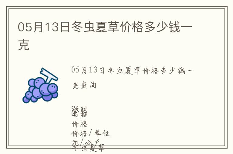 05月13日冬蟲夏草價格多少錢一克