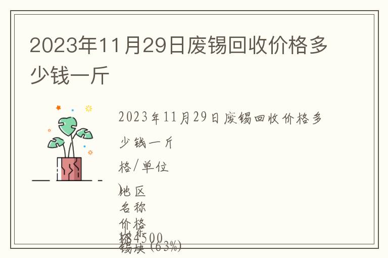 2023年11月29日廢錫回收價(jià)格多少錢(qián)一斤