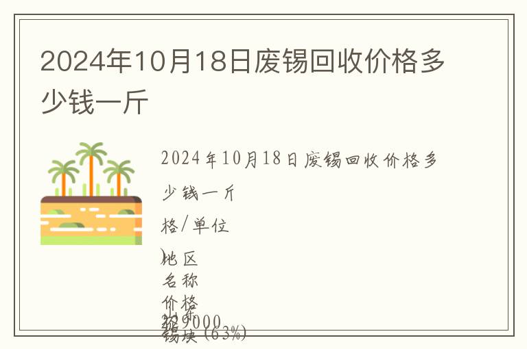 2024年10月18日廢錫回收價(jià)格多少錢一斤