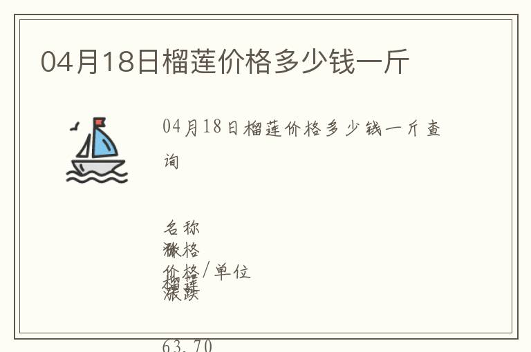 04月18日榴蓮價(jià)格多少錢(qián)一斤