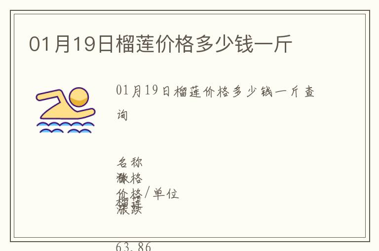 01月19日榴蓮價格多少錢一斤