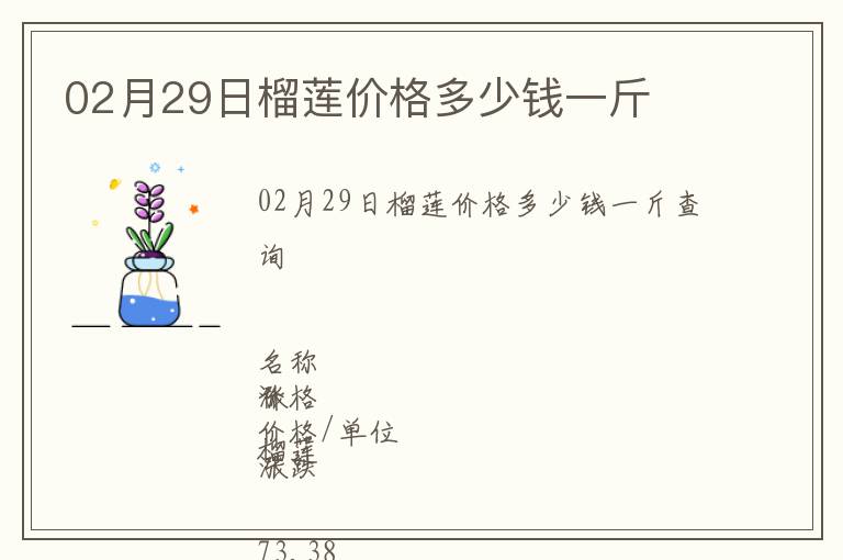 02月29日榴蓮價格多少錢一斤