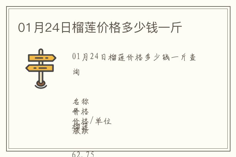 01月24日榴蓮價(jià)格多少錢一斤