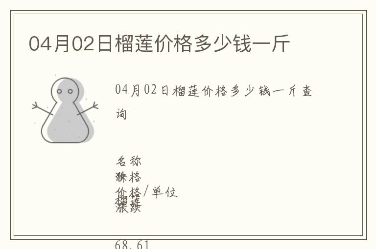 04月02日榴蓮價格多少錢一斤