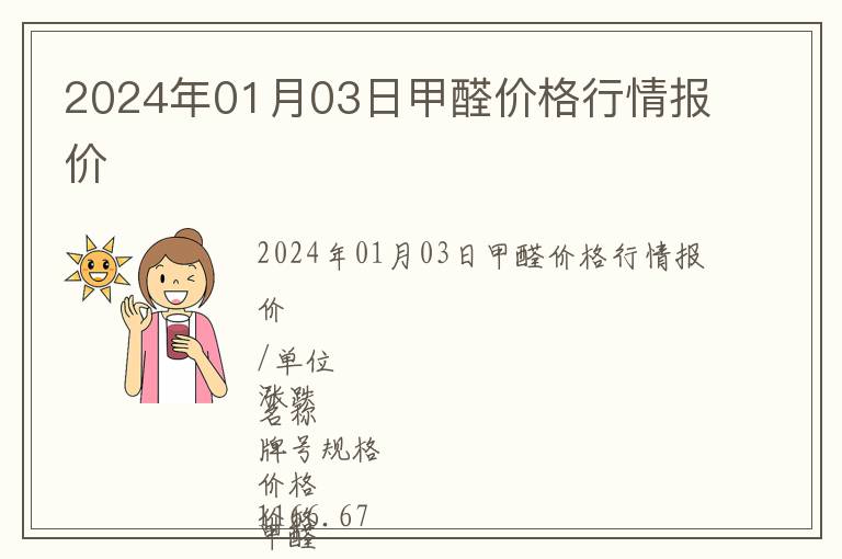 2024年01月03日甲醛價格行情報價