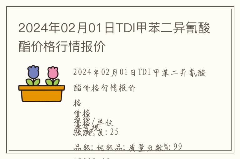 2024年02月01日TDI甲苯二異氰酸酯價格行情報價