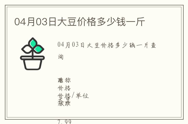 04月03日大豆價(jià)格多少錢(qián)一斤