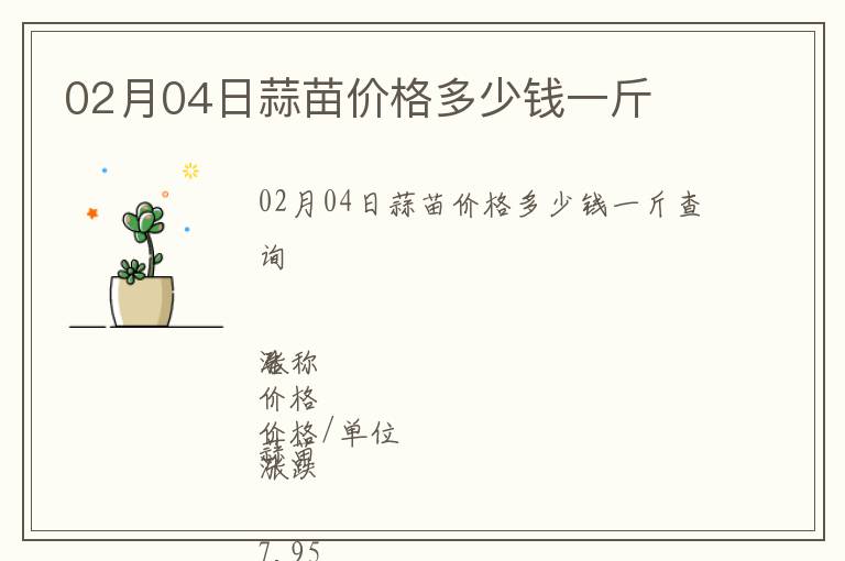 02月04日蒜苗價格多少錢一斤