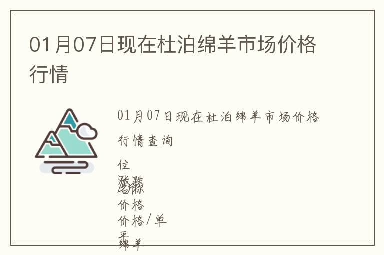 01月07日現在杜泊綿羊市場價格行情