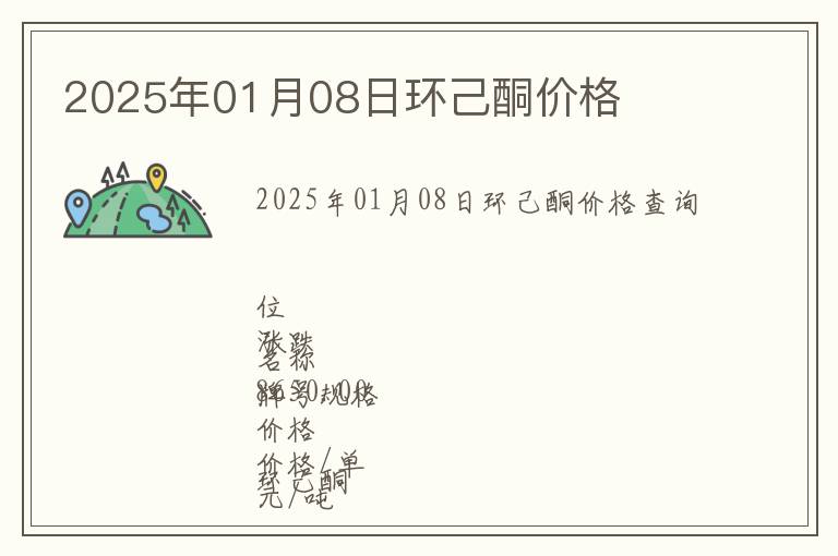 2025年01月08日環(huán)己酮價(jià)格