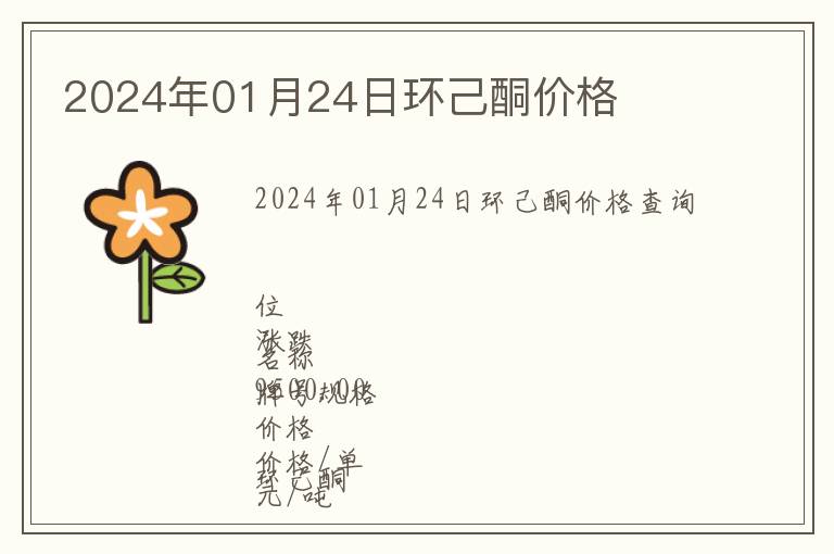 2024年01月24日環己酮價格