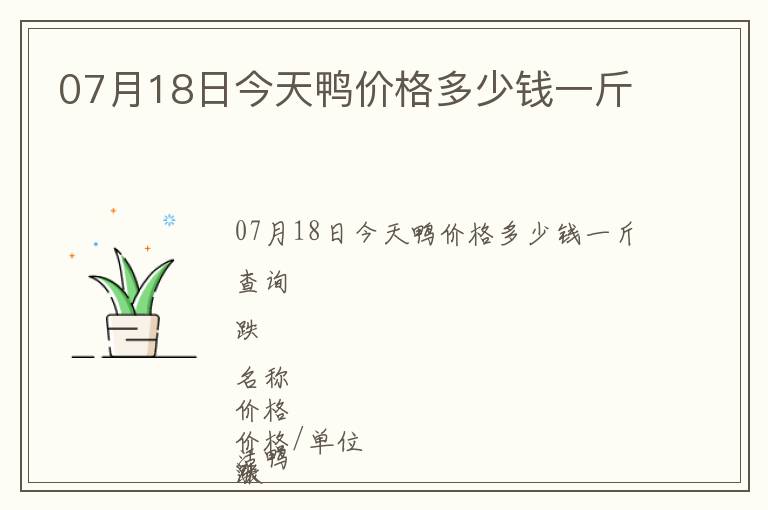 07月18日今天鴨價(jià)格多少錢一斤