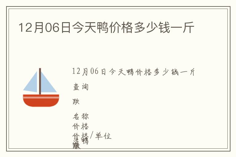 12月06日今天鴨價格多少錢一斤