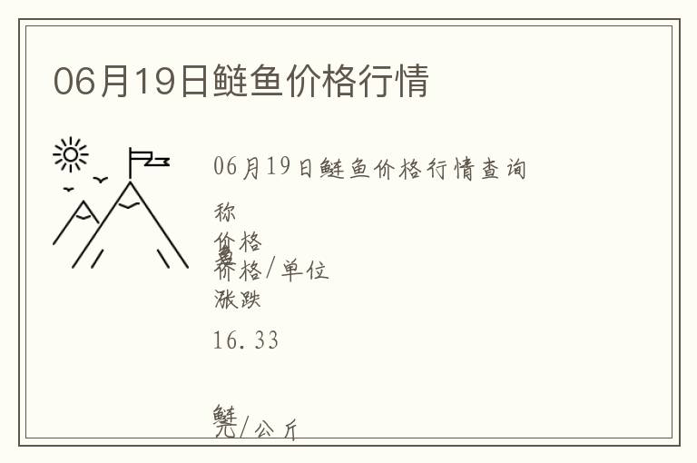 06月19日鰱魚價格行情