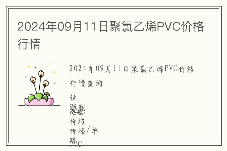 2024年09月11日聚氯乙烯PVC價格行情