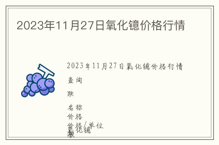 2023年11月27日氧化鐿價格行情