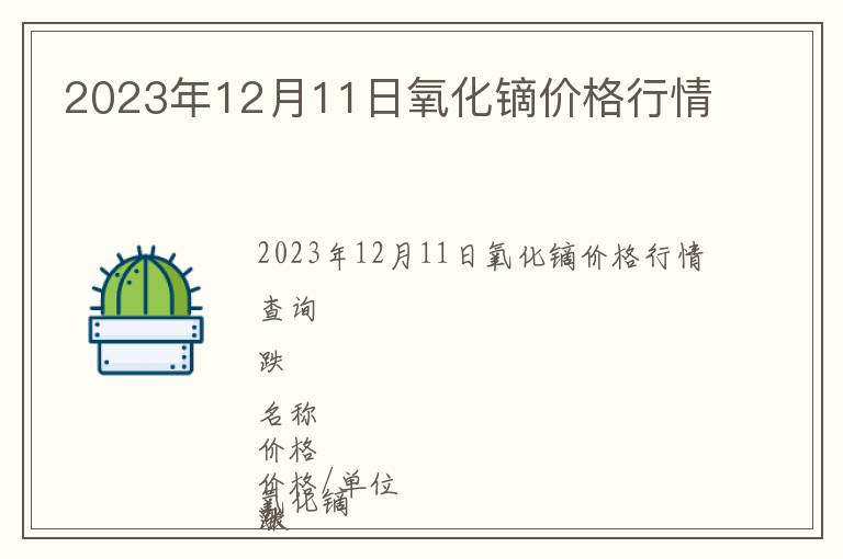 2023年12月11日氧化鏑價格行情