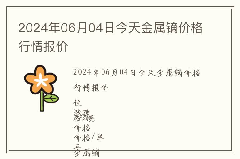 2024年06月04日今天金屬鏑價(jià)格行情報(bào)價(jià)
