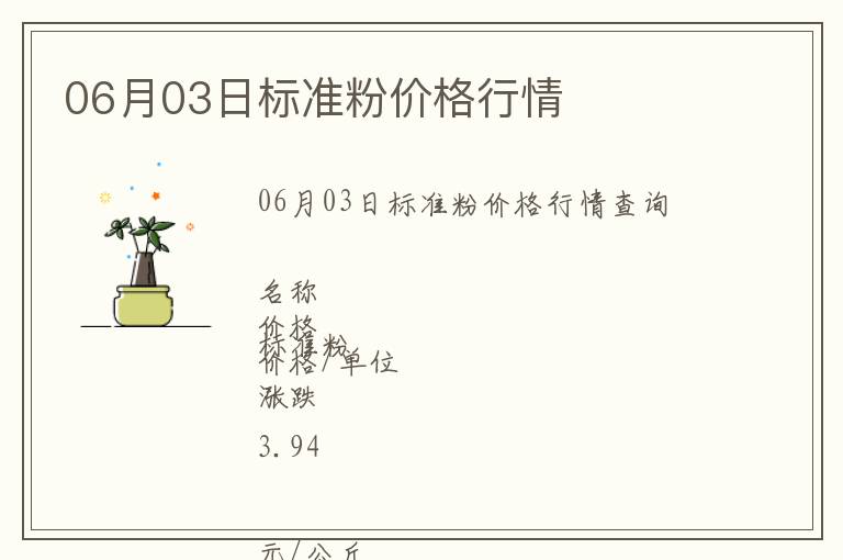 06月03日標(biāo)準(zhǔn)粉價(jià)格行情