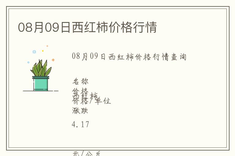 08月09日西紅柿價格行情