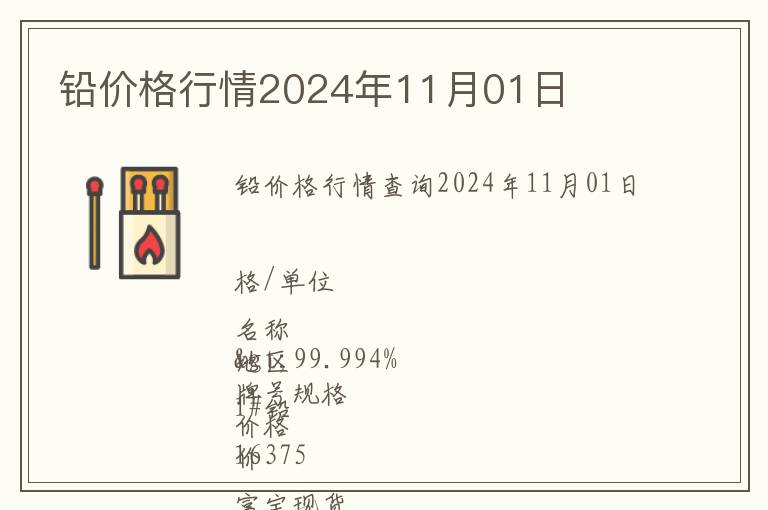 鉛價格行情2024年11月01日
