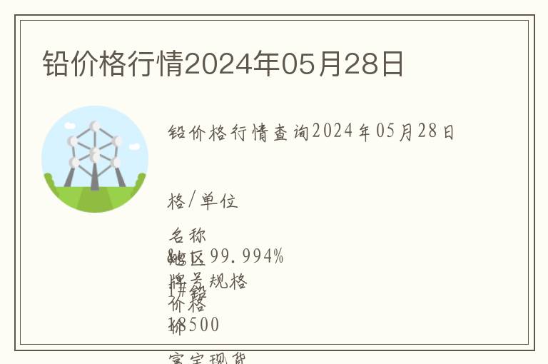 鉛價(jià)格行情2024年05月28日