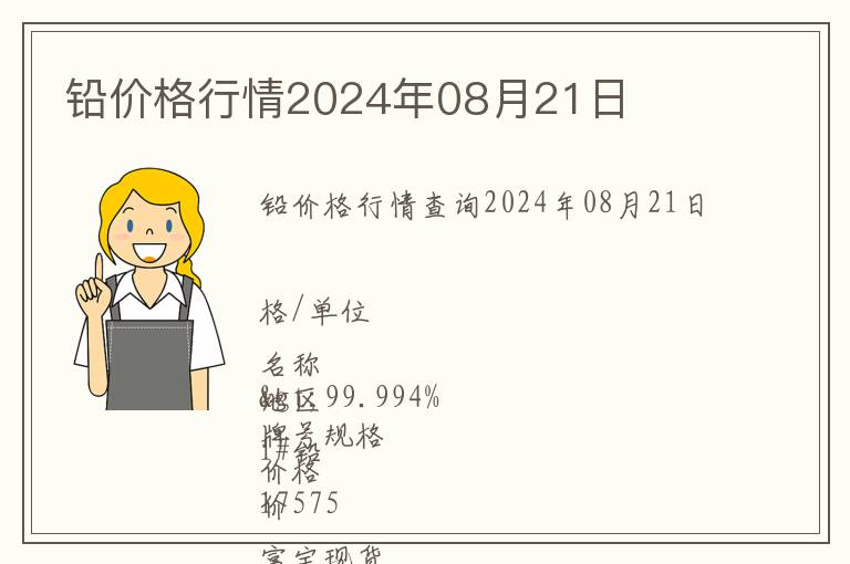 鉛價格行情2024年08月21日