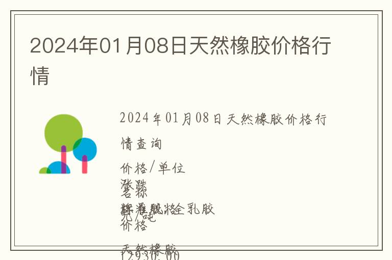 2024年01月08日天然橡膠價格行情