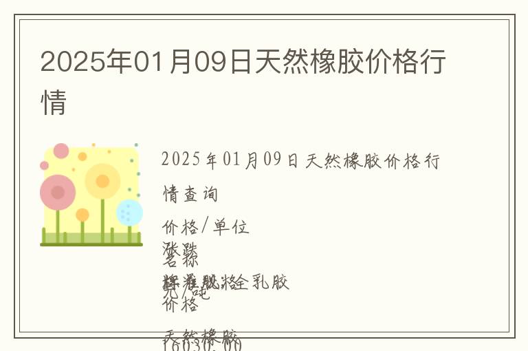 2025年01月09日天然橡膠價(jià)格行情