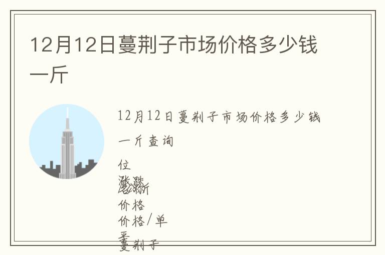 12月12日蔓荊子市場價(jià)格多少錢一斤