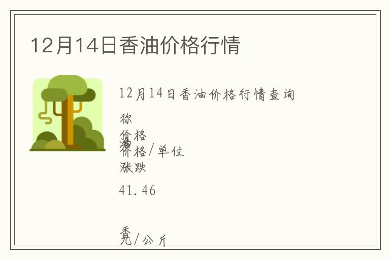 12月14日香油價格行情