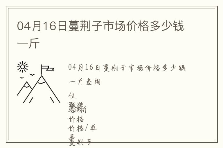 04月16日蔓荊子市場價格多少錢一斤