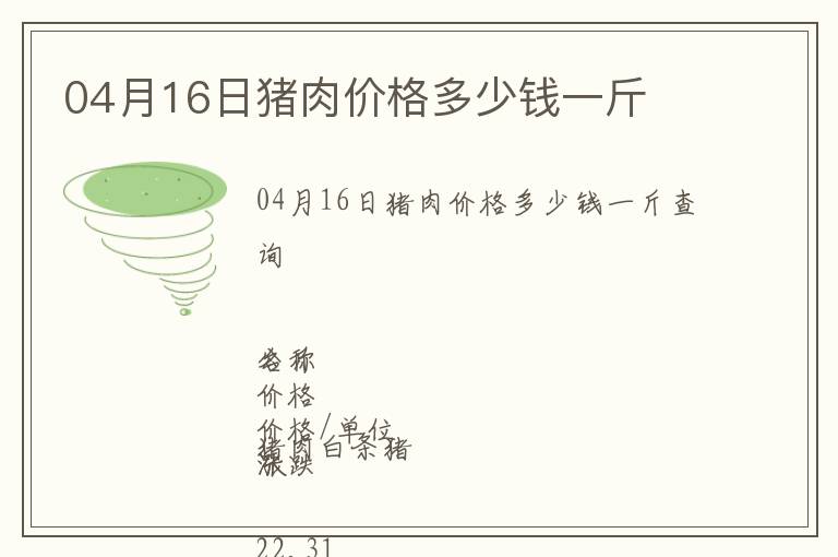 04月16日豬肉價格多少錢一斤