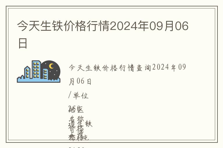 今天生鐵價格行情2024年09月06日