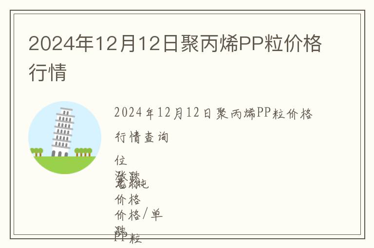 2024年12月12日聚丙烯PP粒價格行情