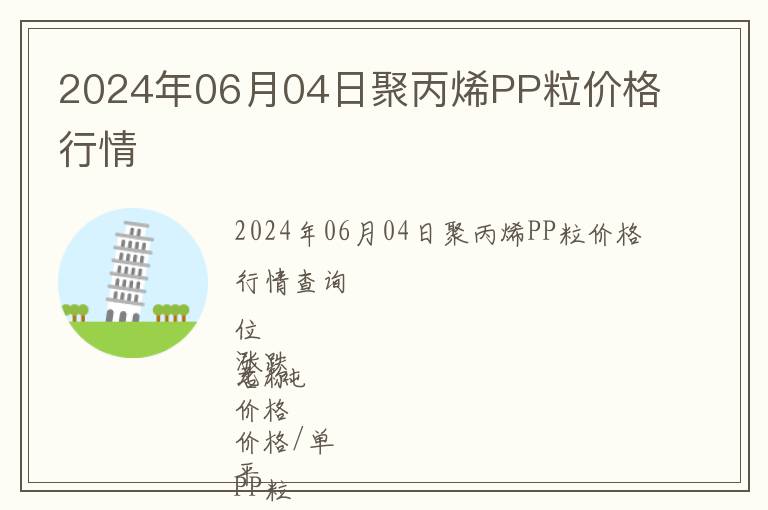 2024年06月04日聚丙烯PP粒價格行情