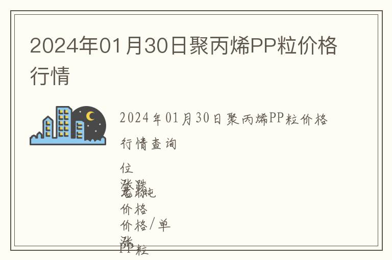2024年01月30日聚丙烯PP粒價(jià)格行情