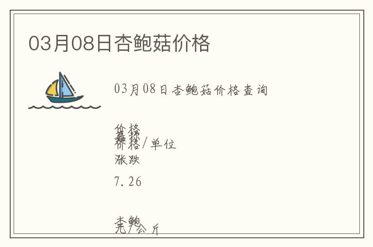 03月08日杏鮑菇價格