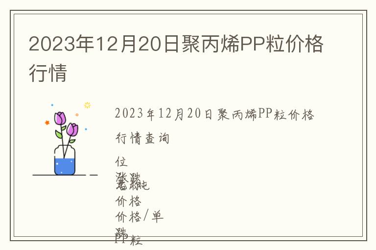 2023年12月20日聚丙烯PP粒價(jià)格行情