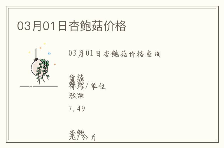 03月01日杏鮑菇價格
