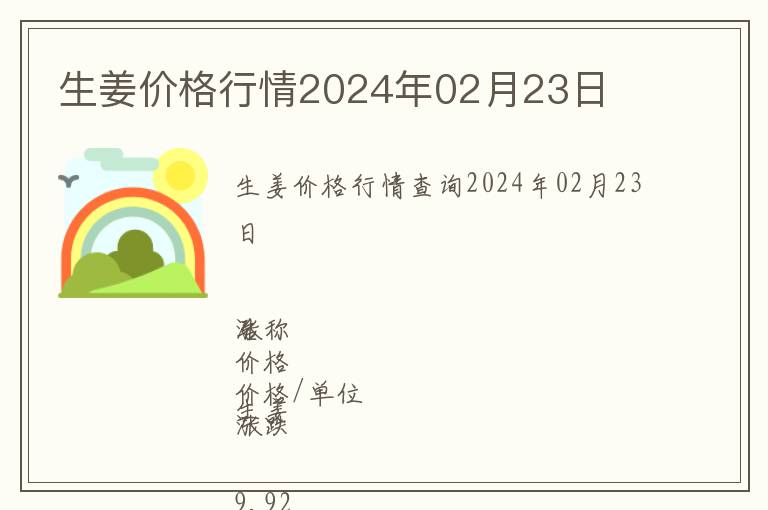 生姜價(jià)格行情2024年02月23日