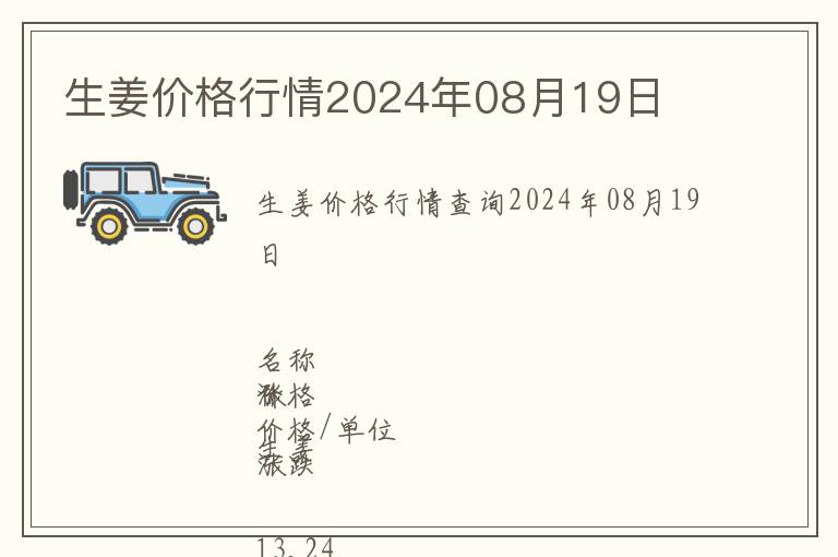 生姜價(jià)格行情2024年08月19日