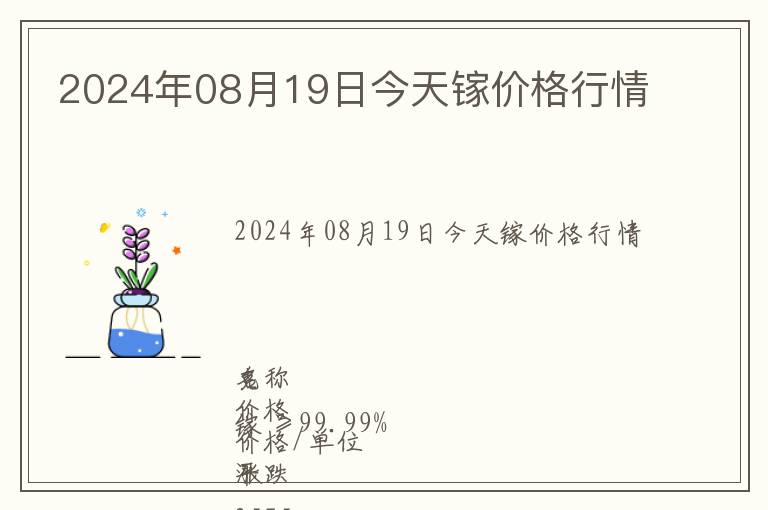 2024年08月19日今天鎵價(jià)格行情